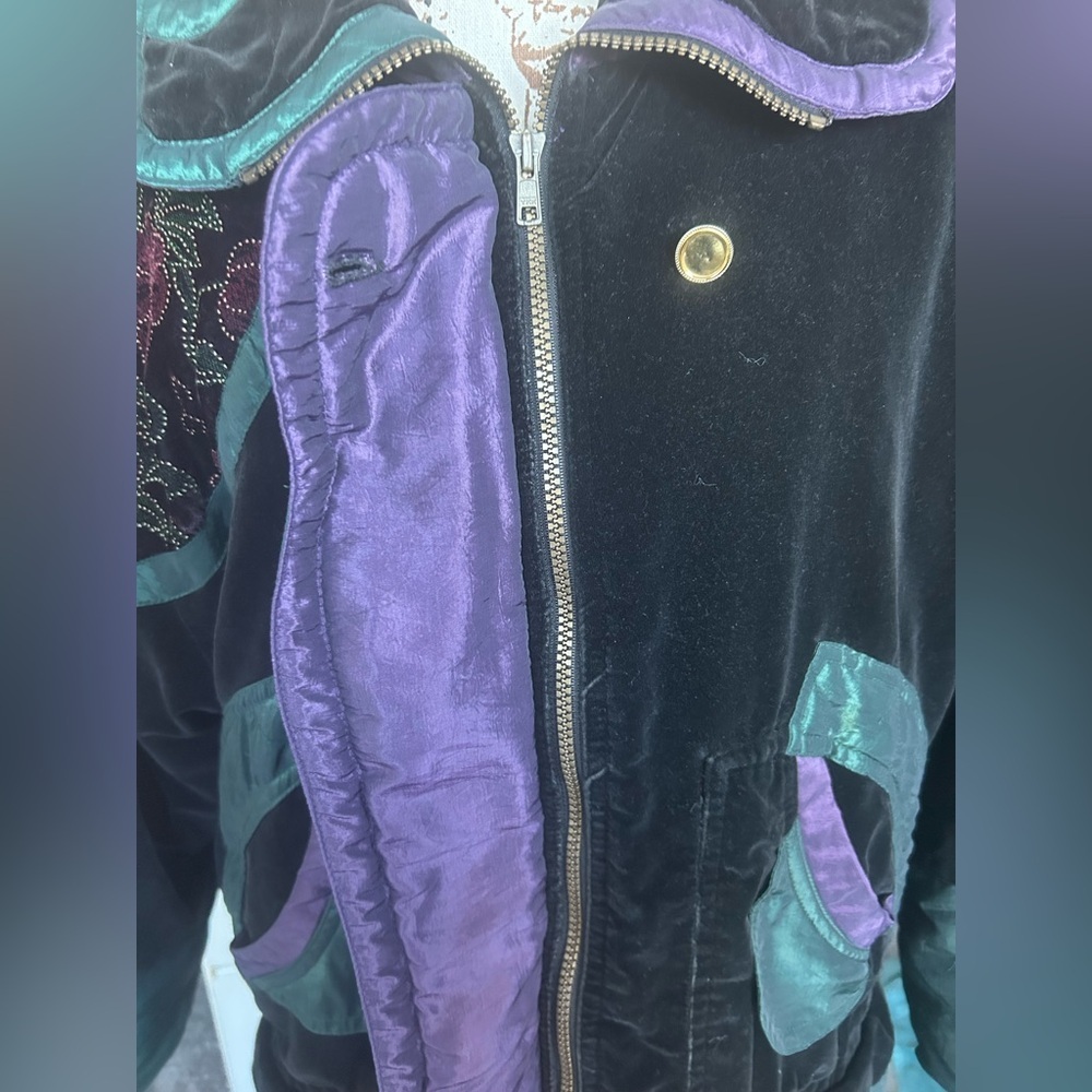 Current Seen Vintage 80s/90s Puffy Velvet Sheen Winter Coat Size 18W - Picture 6 of 14